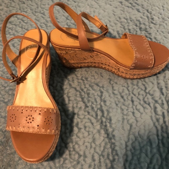 Jack Rogers Flagler Stitch Cork Platform Wedge Sandals 8.5 - Picture 3 of 5